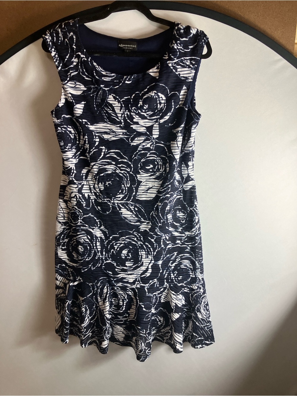 connected apparel Navy & White Floral Midi Dress - Picture 7 of 7